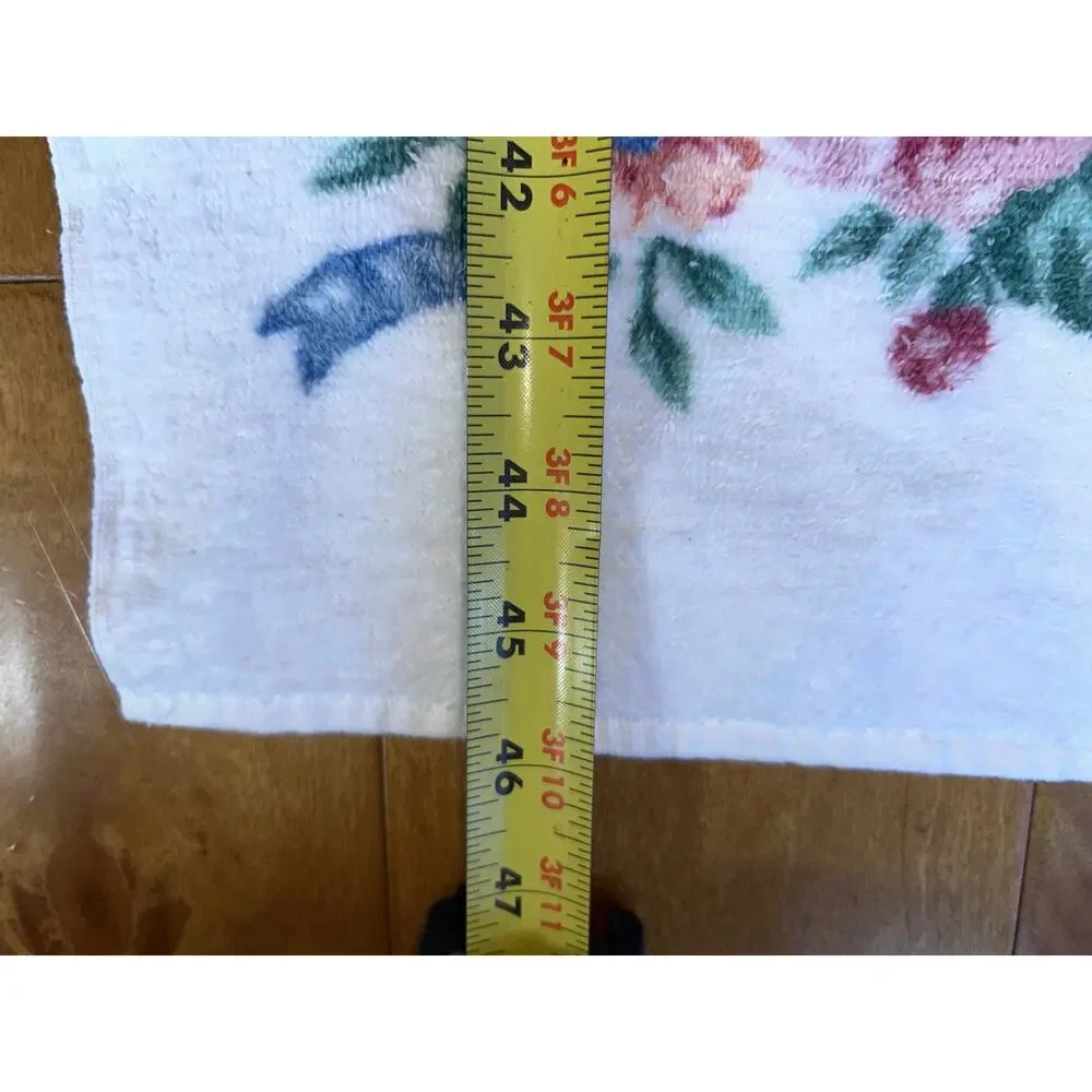 2 Vintage JCPenney Collection cottage core bath towel floral pink roses